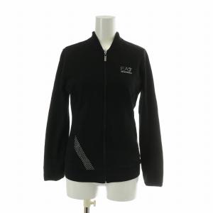 EMPORIO ARMANI EA7 スウェット ジャージ セットアップ 上下 パーカー スタンドネック ジップアップ パンツ イージー ロゴ ラインストーン