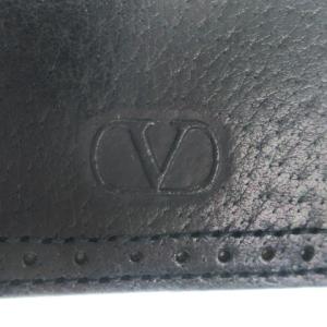 VALENTINO GARAVANI カードケース 名刺入れ レザー 革 メダリオン ゴールド金具 ロゴ 黒 ブラック /CK22 GY18
