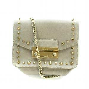 メトロポリス METROPOLIS ショルダーバッグ ミニ PVC スタッズ ゴールド金具 ロゴ ベージュ GY17