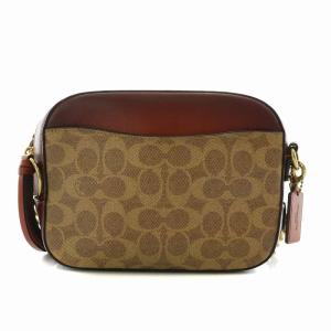 COACH ショルダーバッグ PVC レザー チェーン シグネチャー 総柄 茶色 ブラウン ベージュ 31208