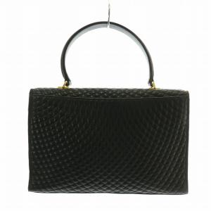 BALLY ハンドバッグ レザー キルティング ターンロック ロゴ ゴールド金具 黒 ブラック