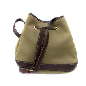 HUNTING WORLD SAFARI TODAY サファリ ショルダーバッグ 斜め掛け 巾着 キャンバス レザー ロゴ カーキ 茶色 ブラウン