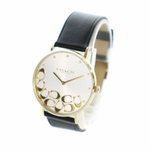 COACH 腕時計 ウォッチ クォーツ ラウンド レザーベルト ロゴ ゴールド色 黒 ブラック CA.120.7.34.1709 GY18