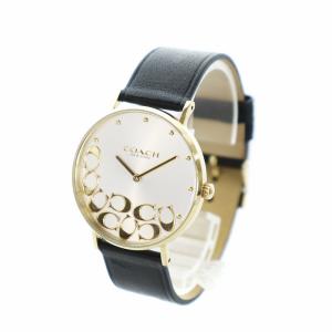 COACH 腕時計 ウォッチ クォーツ ラウンド レザーベルト ロゴ ゴールド色 黒 ブラック CA.120.7.34.1709 GY18