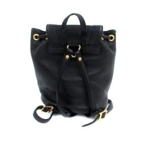MCM リュックサック バックパック レザー ロゴ 黒 ブラック
