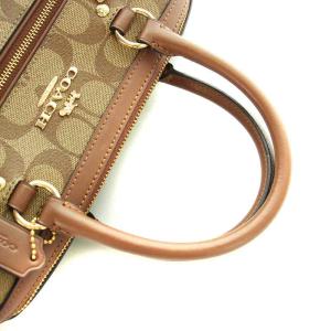 COACH ローアン サッチェル シグネチャー キャンバス ハンドバッグ ショルダー 2WAY レザー PVC ロゴ 茶 ブラウン F83607