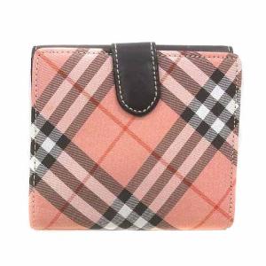 BURBERRY BLUE LABEL 財布 二つ折りキャンバス レザー ノバチェック ピンク 茶 ブラウン