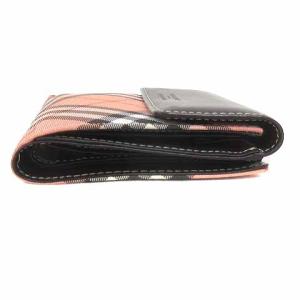 BURBERRY BLUE LABEL 財布 二つ折りキャンバス レザー ノバチェック ピンク 茶 ブラウン