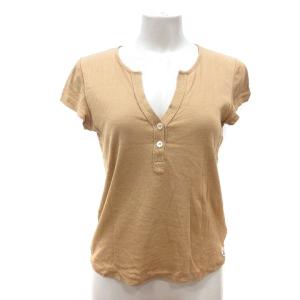 Tシャツ カットソー ハーフボタン 半袖 XS ベージュ /MN GY11