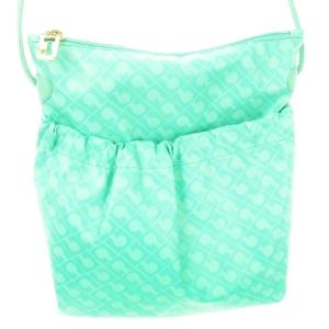 ソフティ ショルダーバッグ ポシェット ナイロン ゴールド金具 ロゴ 総柄 緑 グリーン /CK1 GY18