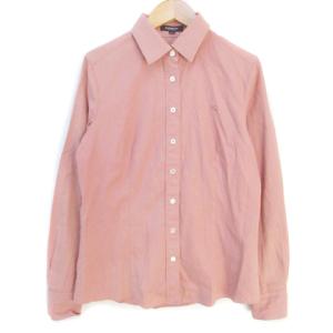 シャツ ブラウス 長袖 ロゴ刺? チェック柄 40 L ピンク /FF37 GY18