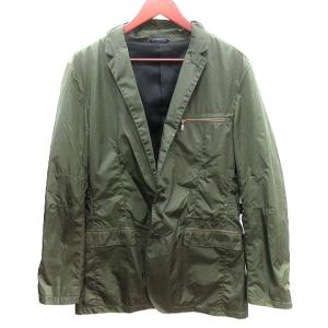テーラードジャケット シングル 総裏地 ナイロン 52 XL カーキ 緑 グリーン /AU GY18