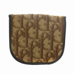 Christian Dior ヴィンテージ 小銭入れ コインケース キャンバス トロッター柄 総柄 CDロゴ 茶色 ブラウン