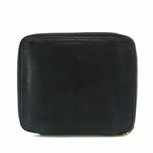 COMME des GARCONS 二つ折り 財布 ミニ コンパクト ウォレット ラウンドファスナー レザー 本革 無地 黒 ブラック