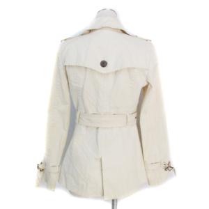 BURBERRY BLUE LABEL トレンチコート スプリングコート ショート丈 オープンカラー シングルボタン ベルト付き 38 M アイボリー