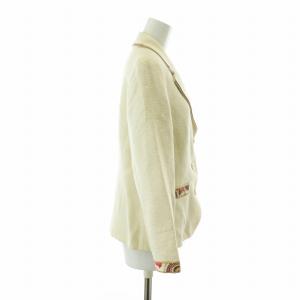 LEONARD テーラードジャケット シングル 3B 総裏地 肩パッド ノーベント 11AR L 白 ホワイト