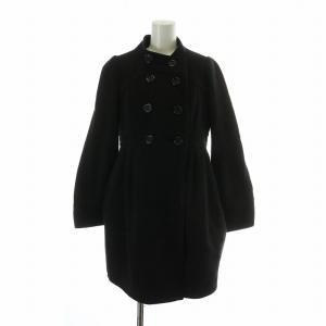 Pコート ピーコート アウター ウール スタンドカラー 裏地チェック柄 38 M 黒 ブラック