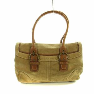 COACH ハンドバッグ スエード レザー ロゴ 裏地総柄 シグネチャー 茶 ブラウン GY18