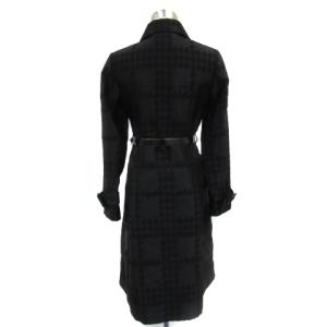 BURBERRY LONDON トレンチコート ロング丈 千鳥格子柄 38 M ウエストベルト付き 黒 ブラック