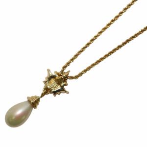 Christian Dior ネックレス ペンダント チェーン ラインストーン フェイクパール ゴールドカラー