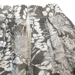 ARMANI COLLEZIONI フレアスカート ミモレ丈 リネン 麻 シルク混 花柄 総柄 42 M 黒 白 ブラック ホワイト
