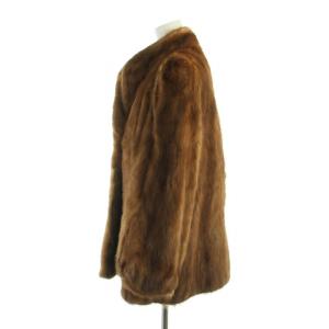 SAGA MINK 銀サガ 毛皮コート ミンクファー ミドル 長袖 総裏地 大きいサイズ 13 XL 茶 ブラウン GY18