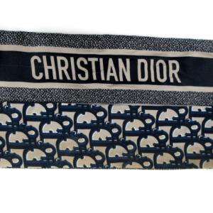 Christian Dior ミッツァ スカーフ トロッター 総柄 ロゴ 紺 ネイビー ベージュ 15DOB106I600