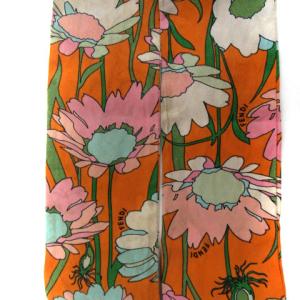 FENDI ラッピー スカーフ 花柄 ロゴ マルチカラー オレンジ