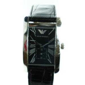 腕時計 ウォッチ クォーツ スクエア レザーベルト 黒文字盤 ロゴ シルバー色 AR-0143 GY18