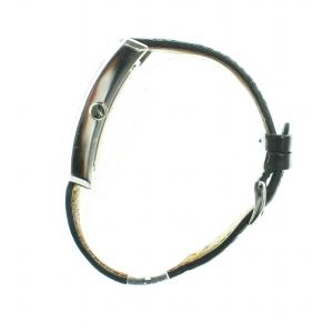 EMPORIO ARMANI 腕時計 ウォッチ クォーツ スクエア レザーベルト 黒文字盤 ロゴ シルバー色 AR-0143 GY18