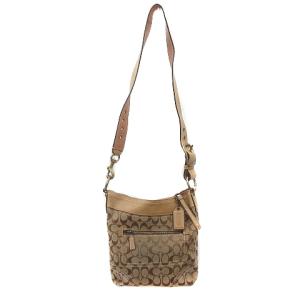 COACH ショルダーバッグ キャンバス レザー シグネチャー ベージュ