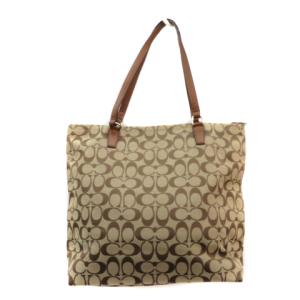 COACH トートバッグ ハンドバッグ シグネチャー キャンバス レザー ベージュ F31904