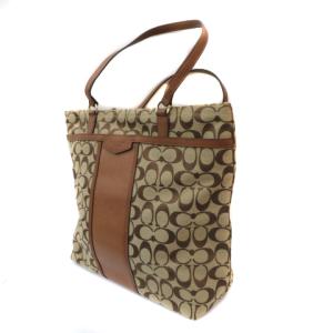 COACH トートバッグ ハンドバッグ シグネチャー キャンバス レザー ベージュ F31904