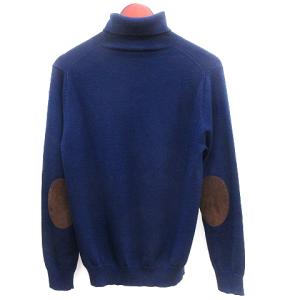 EMPORIO ARMANI ニット セーター タートルネック エルボーパッチ ウール 長袖 M 紺 ネイビー
