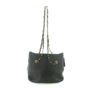 BALLY ショルダーバッグ レザー キルティング ロゴ ゴールドチェーン タッセル 黒 ブラック GY18 /MQ