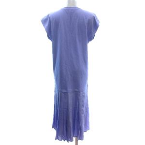 MSGM Tシャツ ワンピース マキシ ロング プリーツ 刺繍 フレンチスリーブ M 紫 パープル