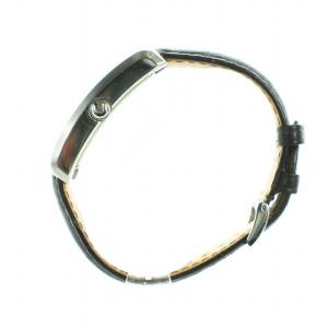 EMPORIO ARMANI 腕時計 ウォッチ クォーツ ロゴ スクエア ゴールド文字盤 レザーベルト シルバー色 AR-1605 GY18