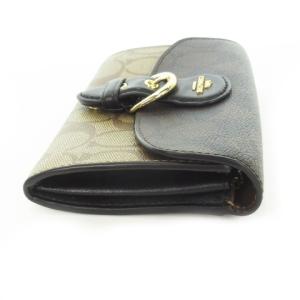 COACH 二つ折り財布 ウォレット 小銭入れあり PVC ロゴ シグネチャー ゴールド金具 茶 ブラウン /AO8