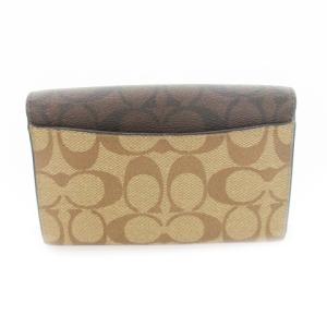 COACH 二つ折り財布 ウォレット 小銭入れあり PVC ロゴ シグネチャー ゴールド金具 茶 ブラウン /AO8