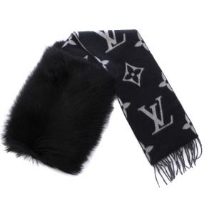 LOUIS VUITTON エシャルプ レイキャビック ファー マフラー モノグラム ブラック