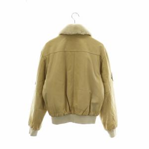 AVIREX G-1 フライトジャケット ブルゾン 羊革 ラムレザー 襟ファー 裏地総柄 ジップアップ ワッペン M ベージュ