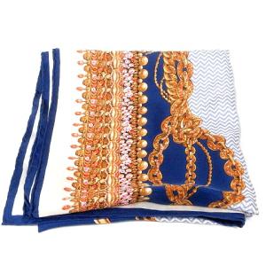 Christian Dior スカーフ 大判 総柄 絹 シルク オレンジ 紺 ネイビー