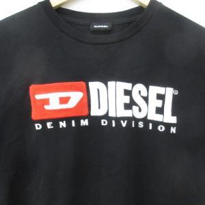 DIESEL Tシャツ カットソー 半袖 クルーネック ロゴ刺繍 L 黒 ブラック /FF6 GY18