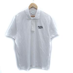 ポロシャツ 半袖 ポロカラー ロゴ刺繍 M 白 ホワイト MM00201KJ7010