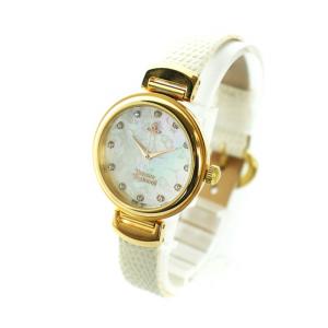 Vivienne Westwood 腕時計 クォーツ ロゴ オーブ シェル文字盤 12P ラインストーン ゴールド色 ホワイト