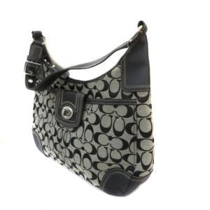 COACH ショルダーバッグ シグネチャー キャンバス レザー ブラック F13971