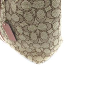 COACH トートバッグ ハンドバッグ ショルダーバッグ シグネチャー柄 ストライプ キャンバス 茶色 ブラウン ピンク f39043