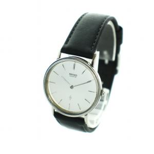 SEIKO 腕時計 ウォッチ クォーツ レザーベルト ロゴ シルバー色 黒 ブラック 7820-8030 GY18