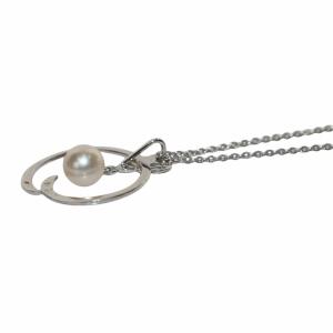 mimi&roger ネックレス ペンダント チェーン パール 真珠 サークル シルバー SV925 7mm珠 1粒 白 ホワイト