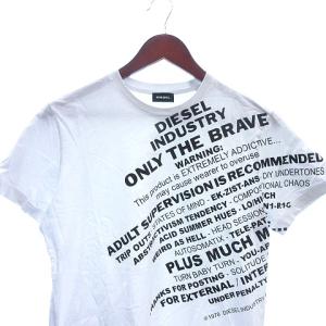 DIESEL カットソー Tシャツ クルーネック ロゴ プリント 半袖 M 白 ホワイト